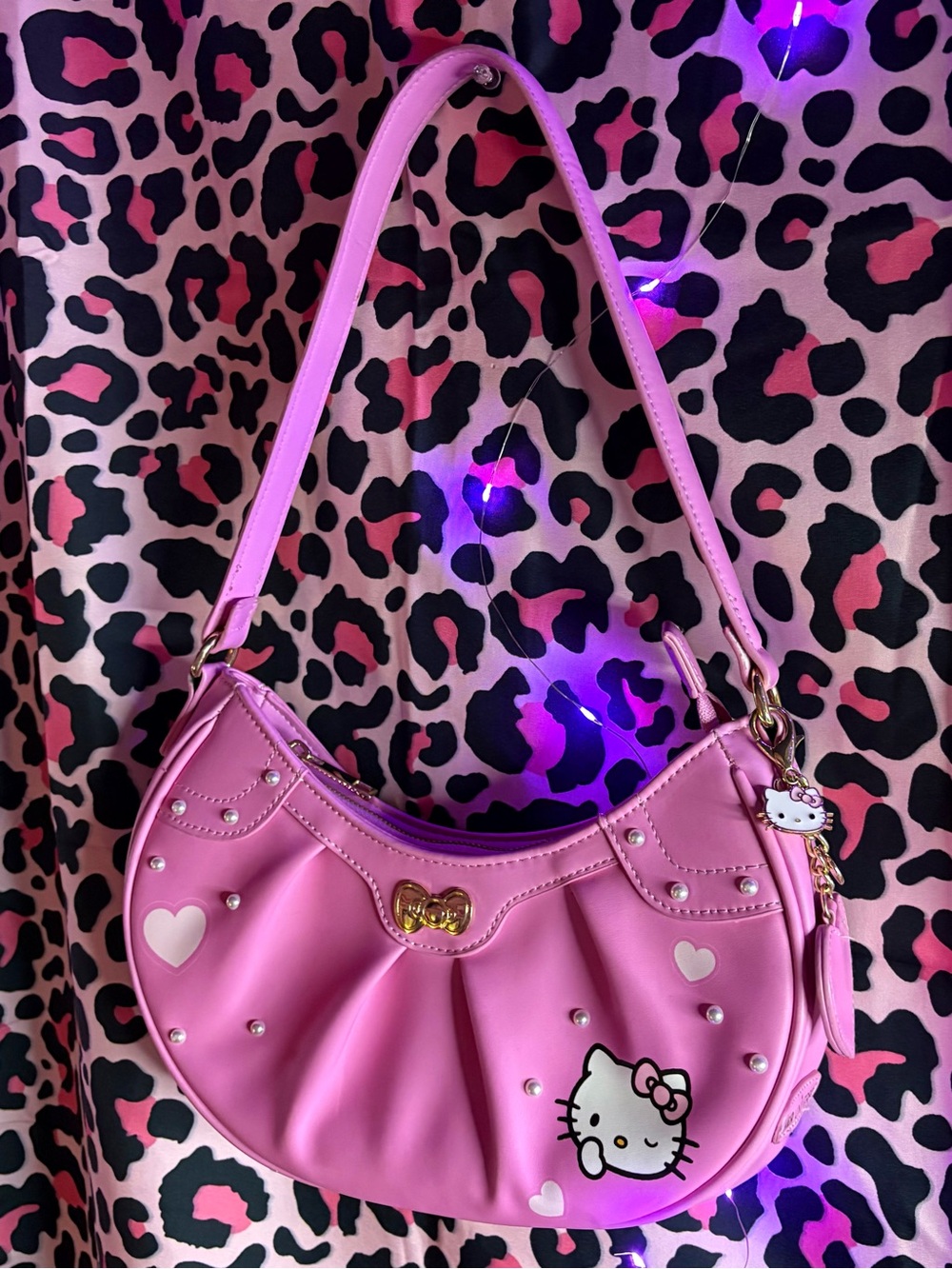 Hot Topic Her Universe Hello Kitty pearl covered bag with attached mirror